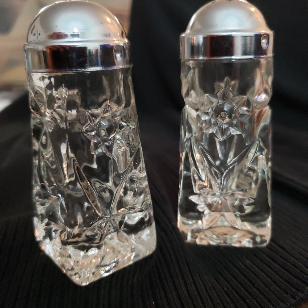 Vintage Cut Glasses Salt and Pepper Shakers